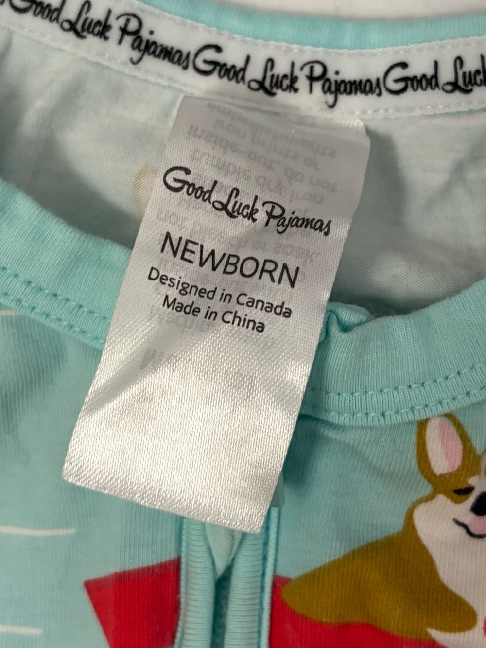 Good Luck sock pajamas Corgi's Kayaking Baby Pajamas newborn light blue - Picture 5 of 6
